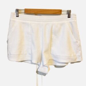 Aerie Offline Waffle Shorts Textured Cotton Knit White Large